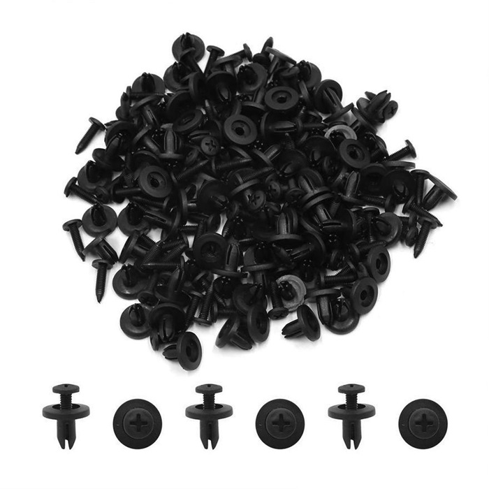 Black 100Pcs 8mm Hole Car Rivets Fastener Fender Bumper Push Clip For Toyota Ap I543289179