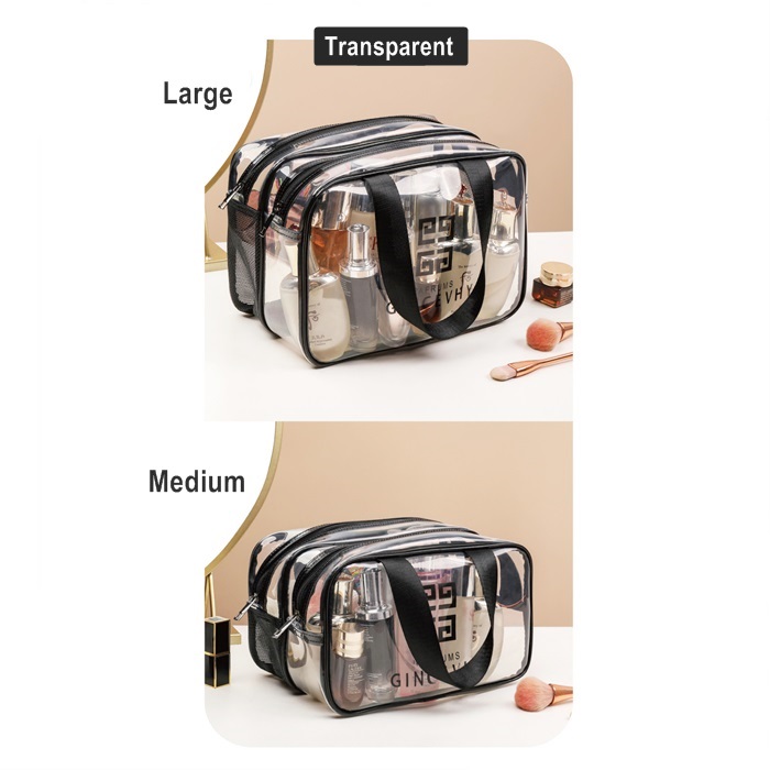 Buy Clear Double-layer Dry and Wet Separation Cosmetics Bag Toiletry ...