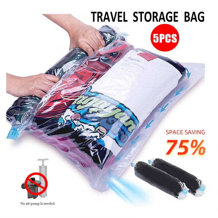 5pcs set No Pump Needed Vacuum Storage Bags for Clothes Blankets